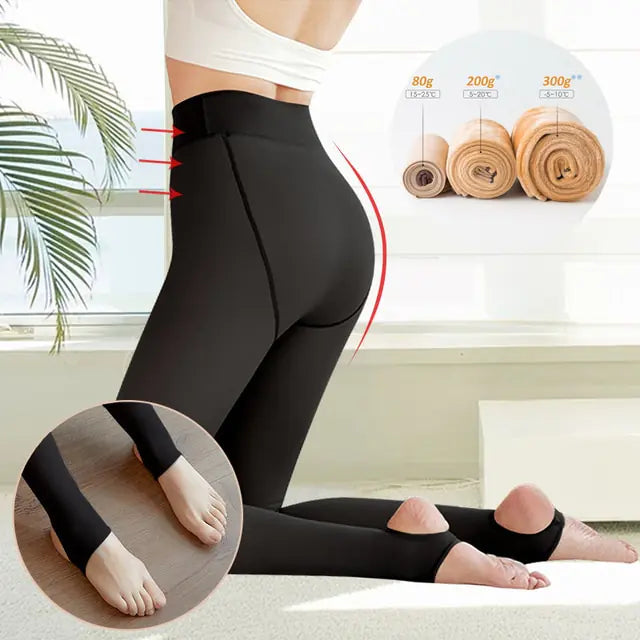 Women's Winter Thermal Fleece-Lined Tights and Pantyhose Leggings