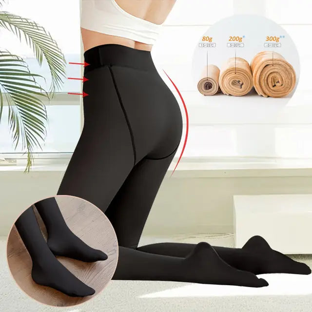 Women's Winter Thermal Fleece-Lined Tights and Pantyhose Leggings