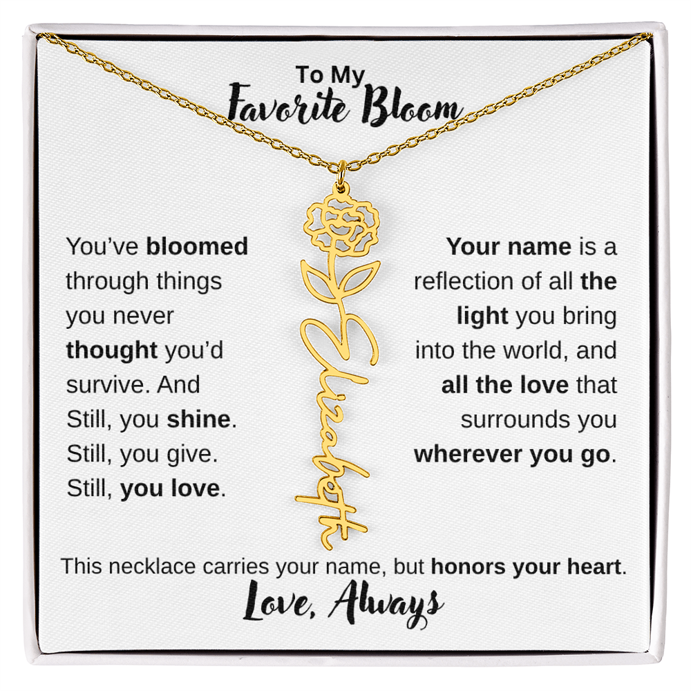 Birth Flower Name Necklace – Personalized Jewelry Gift for Her