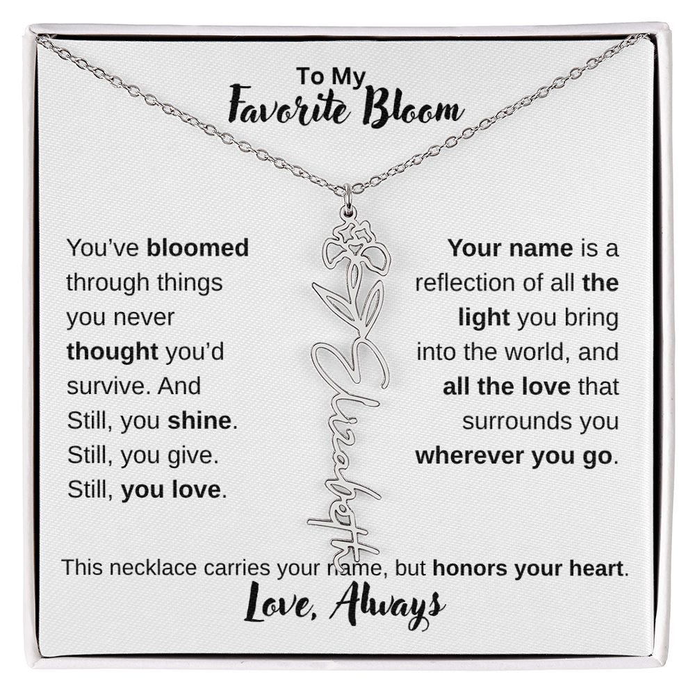 Birth Flower Name Necklace – Personalized Jewelry Gift for Her