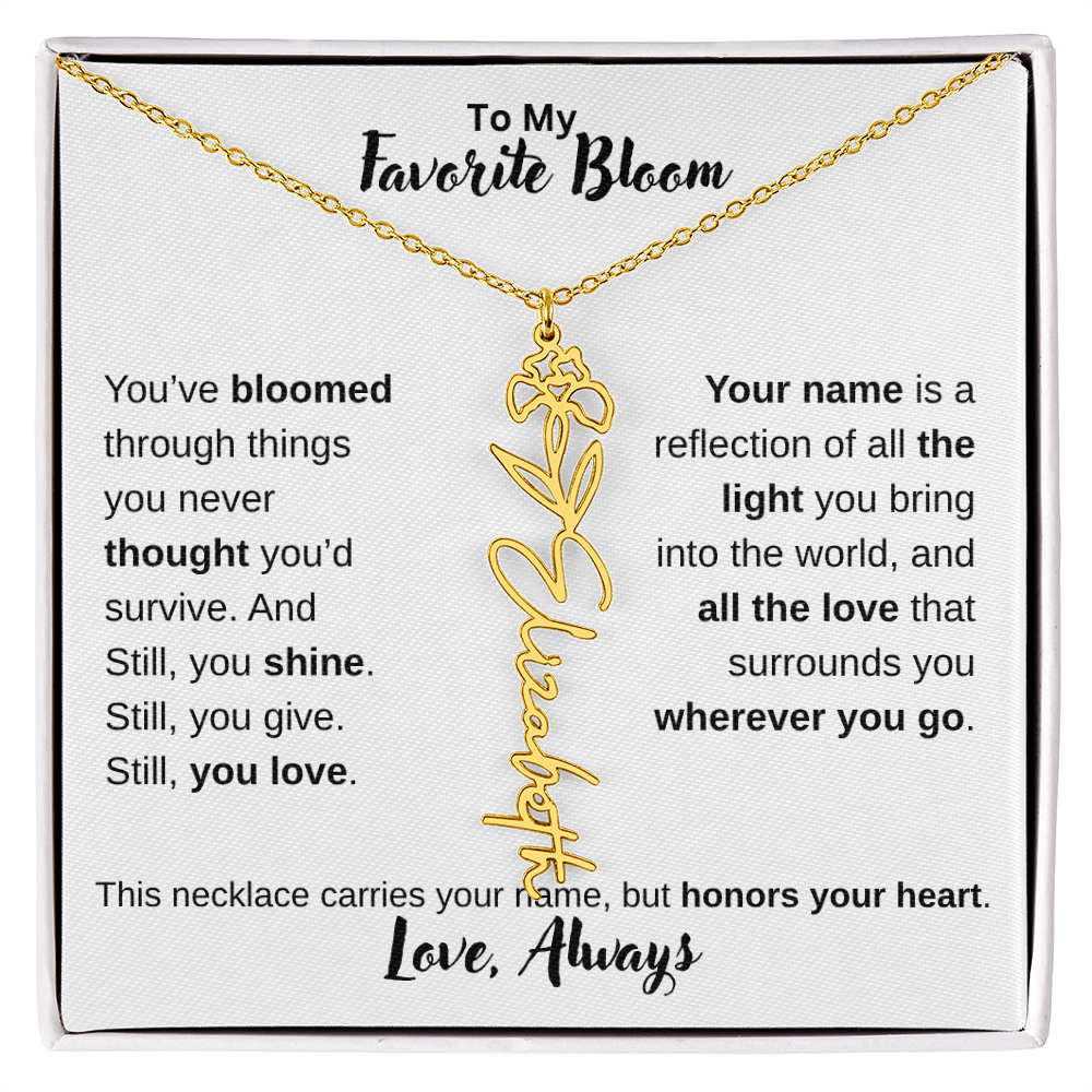 Birth Flower Name Necklace – Personalized Jewelry Gift for Her