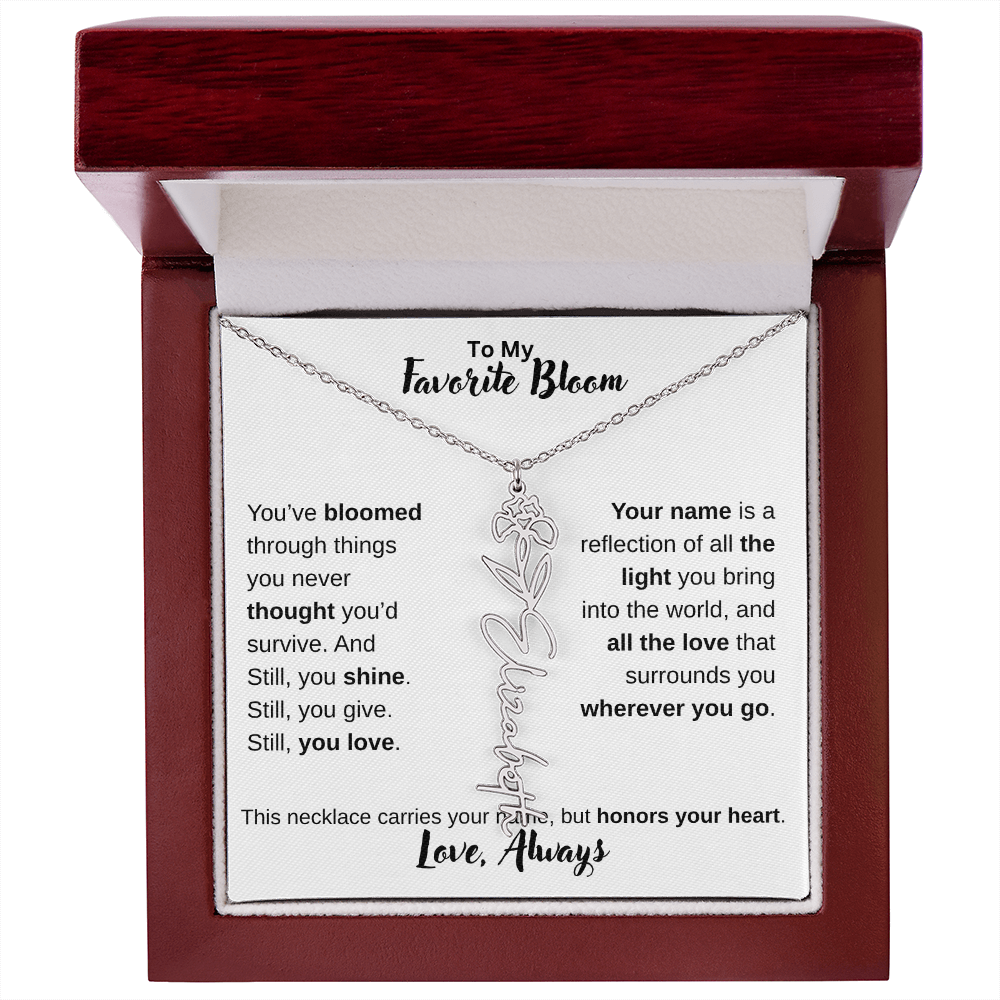 Birth Flower Name Necklace – Personalized Jewelry Gift for Her