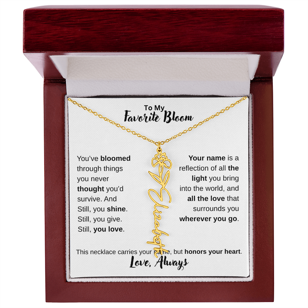 Birth Flower Name Necklace – Personalized Jewelry Gift for Her