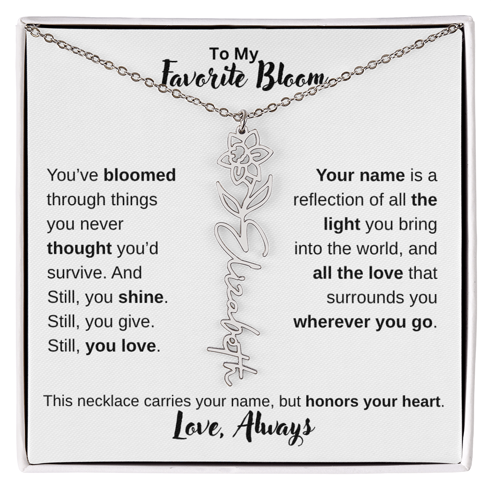 Birth Flower Name Necklace – Personalized Jewelry Gift for Her