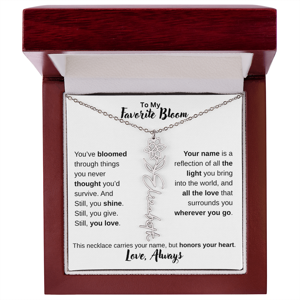 Birth Flower Name Necklace – Personalized Jewelry Gift for Her