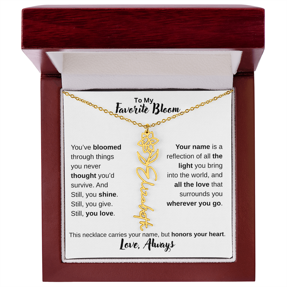 Birth Flower Name Necklace – Personalized Jewelry Gift for Her