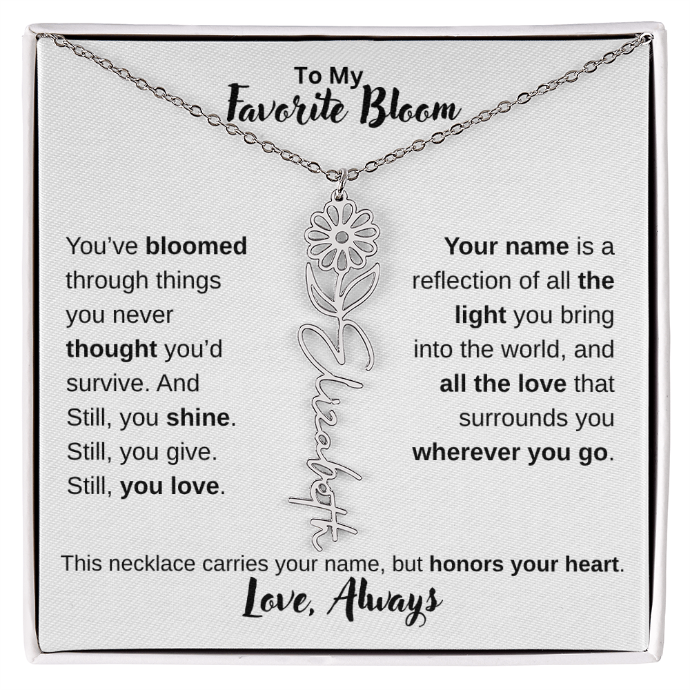 Birth Flower Name Necklace – Personalized Jewelry Gift for Her