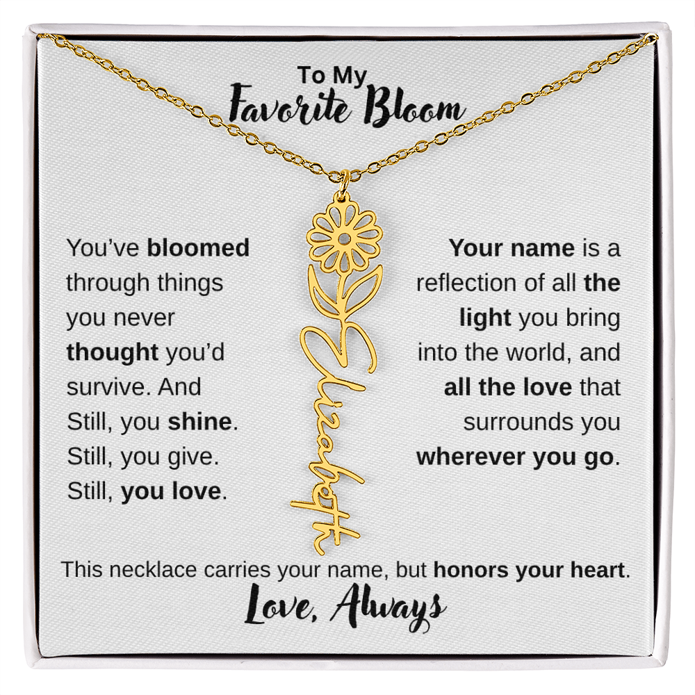 Birth Flower Name Necklace – Personalized Jewelry Gift for Her