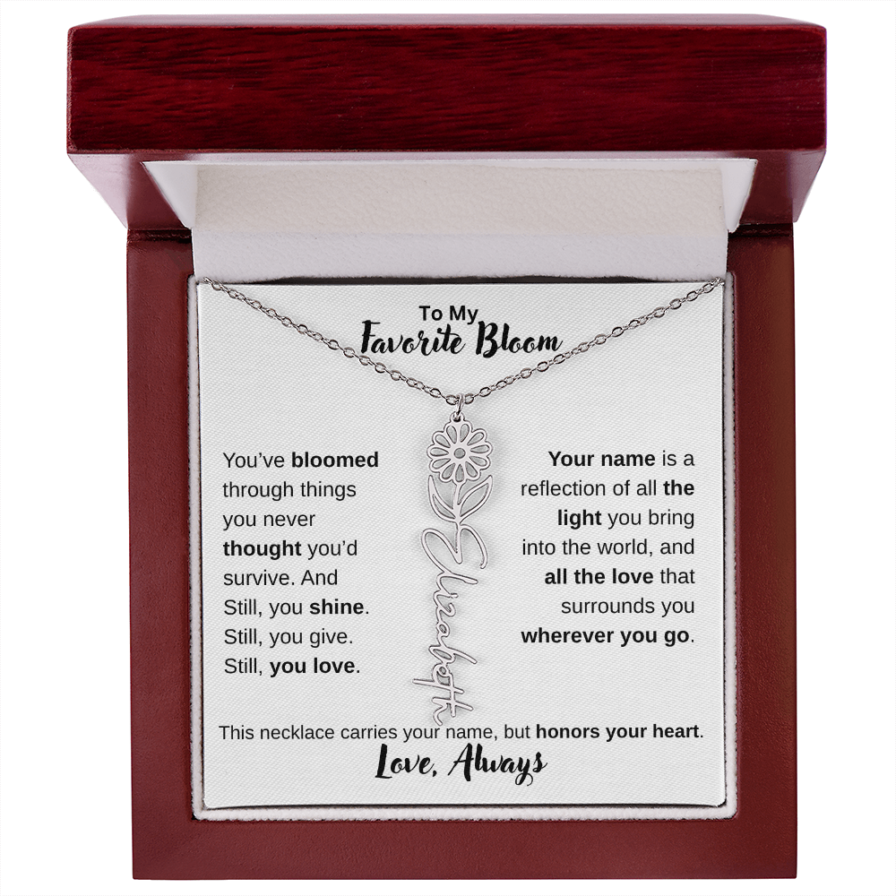 Birth Flower Name Necklace – Personalized Jewelry Gift for Her
