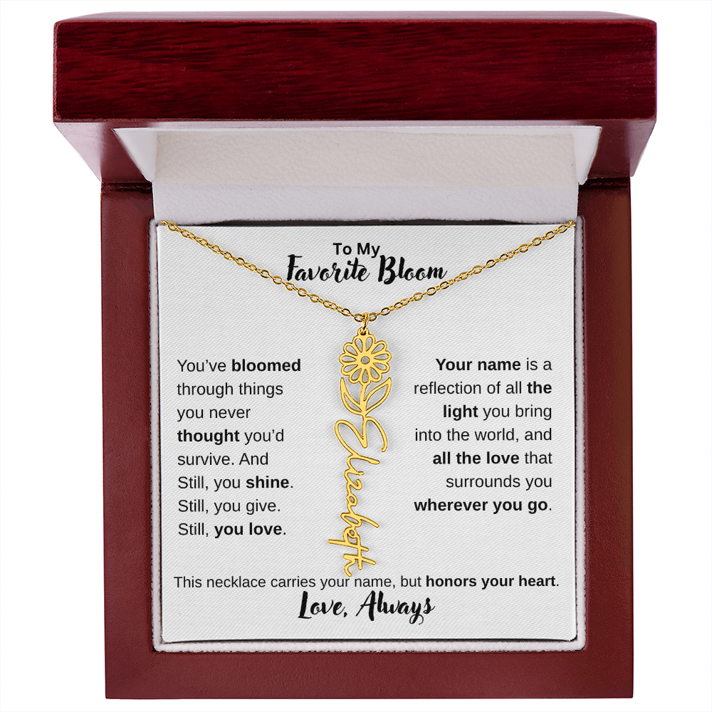 Birth Flower Name Necklace – Personalized Jewelry Gift for Her