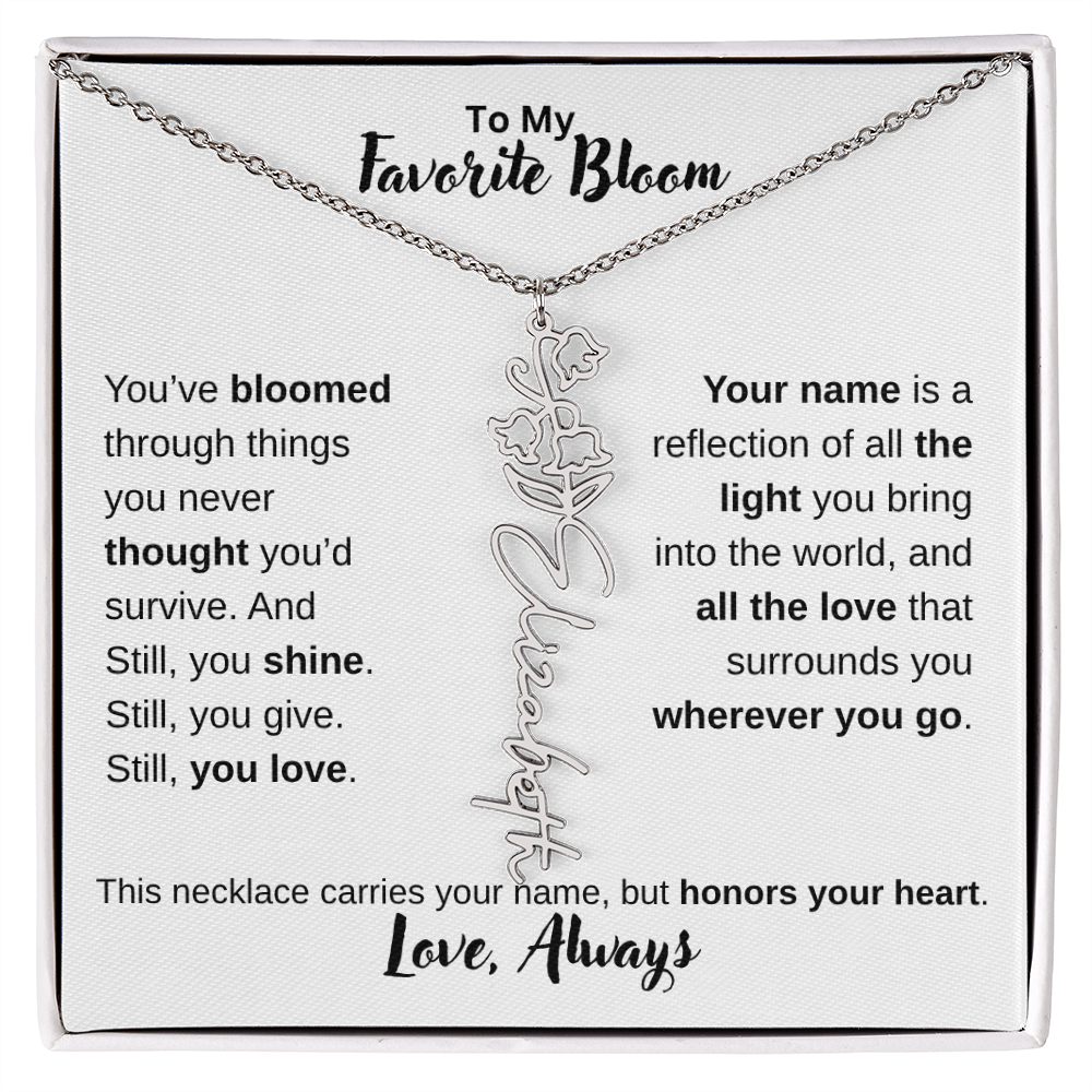 Birth Flower Name Necklace – Personalized Jewelry Gift for Her