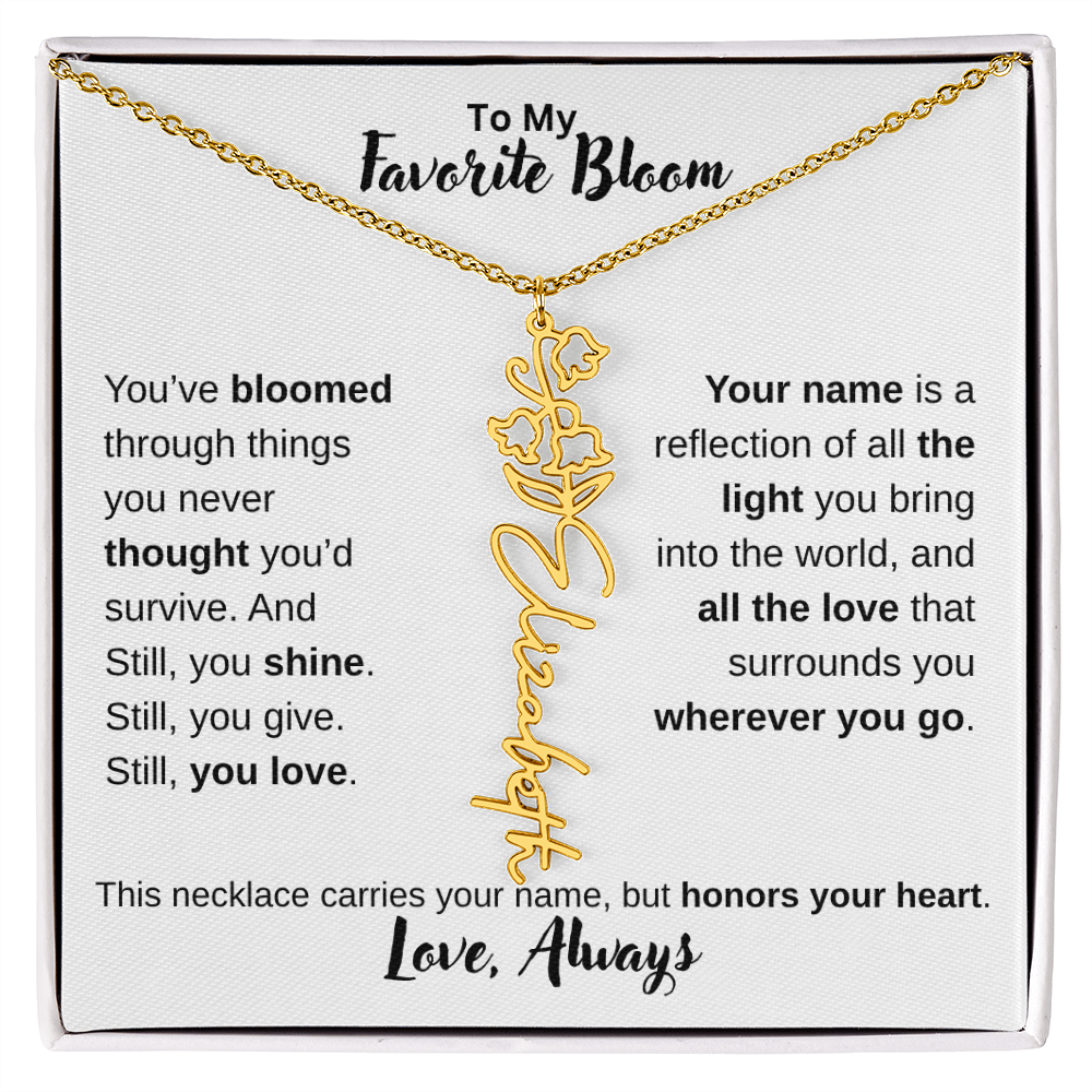 Birth Flower Name Necklace – Personalized Jewelry Gift for Her
