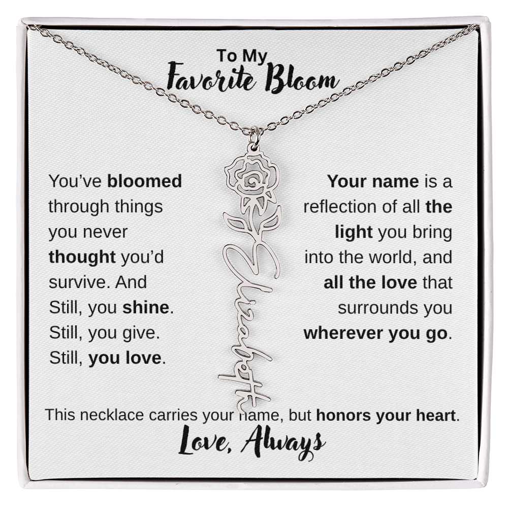 Birth Flower Name Necklace – Personalized Jewelry Gift for Her