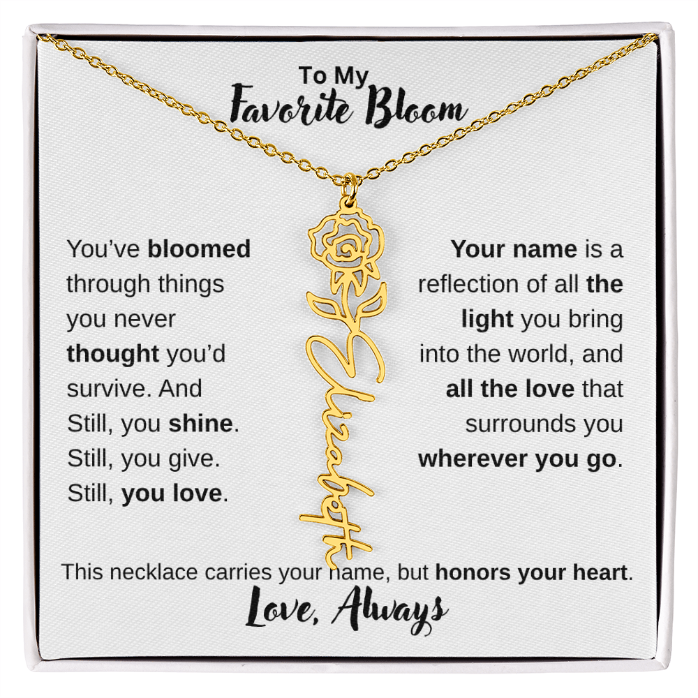Birth Flower Name Necklace – Personalized Jewelry Gift for Her