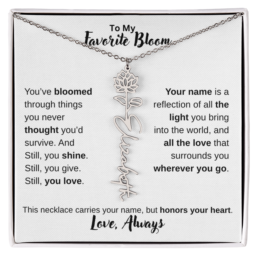 Birth Flower Name Necklace – Personalized Jewelry Gift for Her
