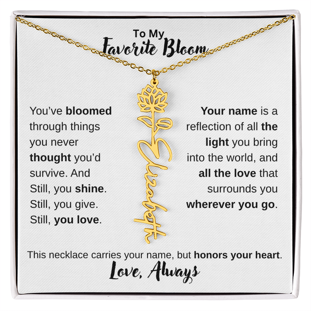 Birth Flower Name Necklace – Personalized Jewelry Gift for Her