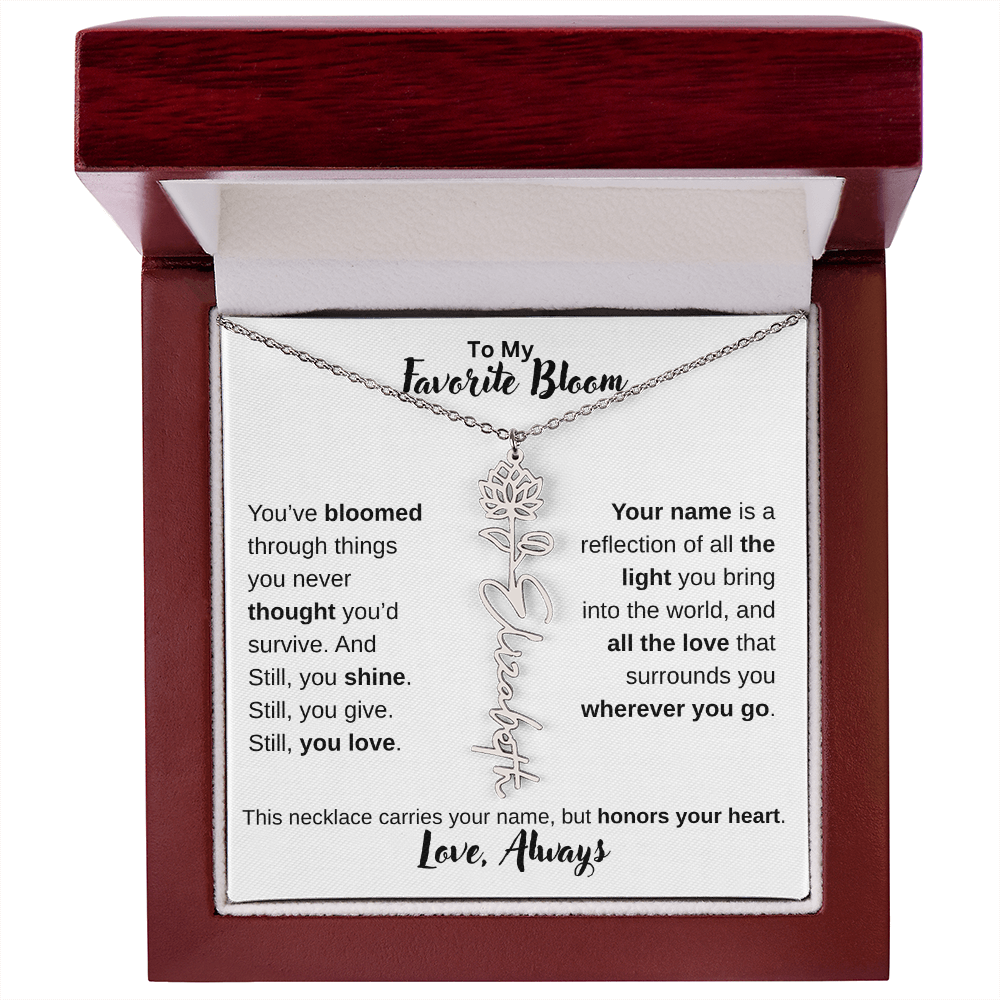 Birth Flower Name Necklace – Personalized Jewelry Gift for Her