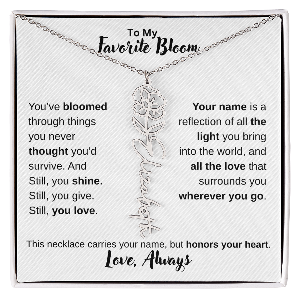 Birth Flower Name Necklace – Personalized Jewelry Gift for Her
