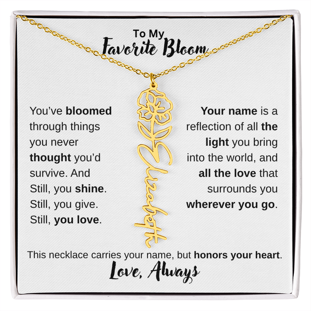 Birth Flower Name Necklace – Personalized Jewelry Gift for Her