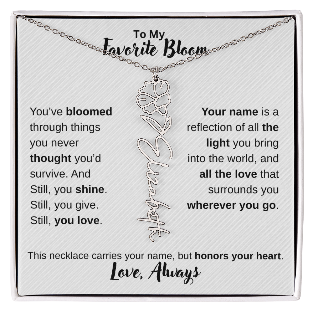 Birth Flower Name Necklace – Personalized Jewelry Gift for Her