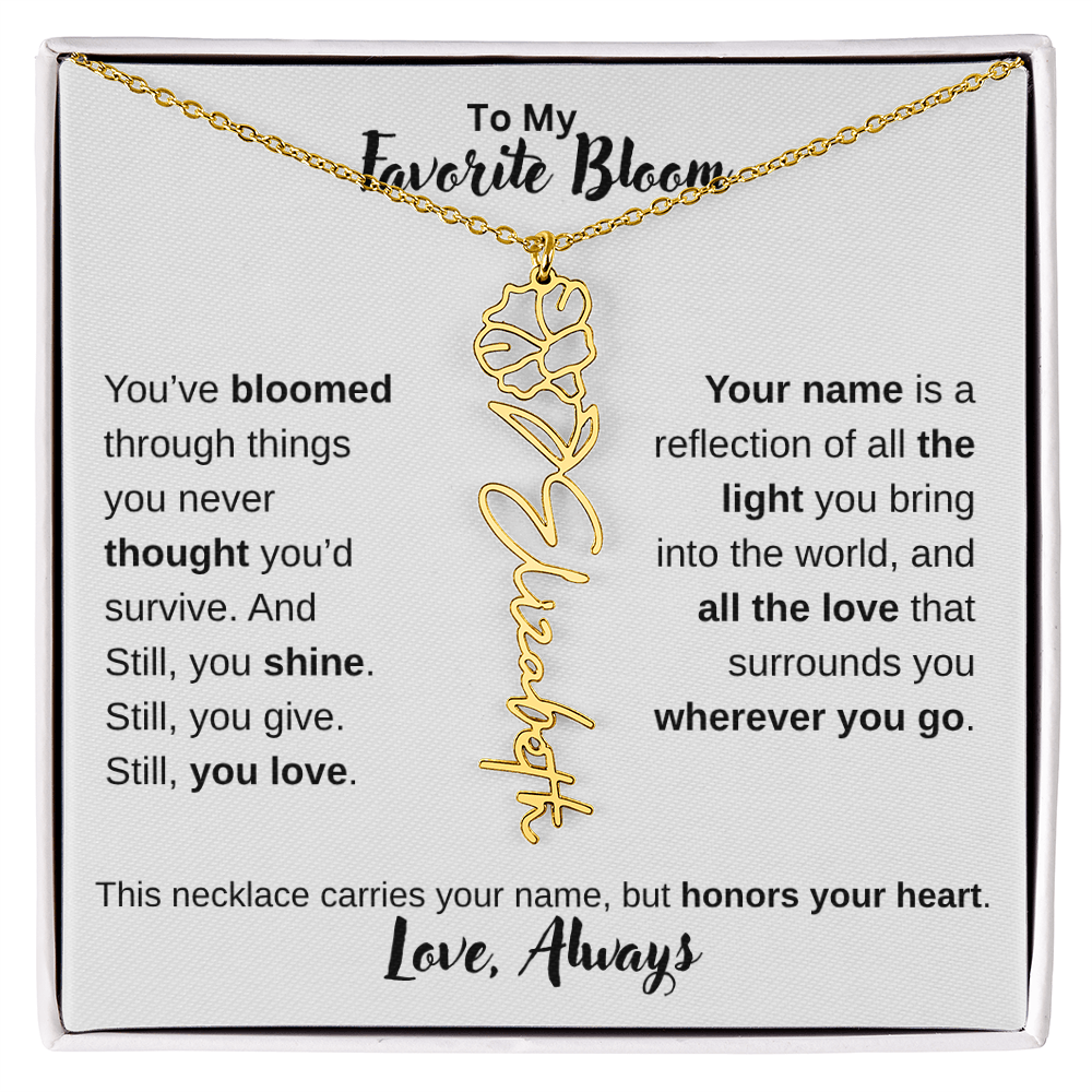 Birth Flower Name Necklace – Personalized Jewelry Gift for Her
