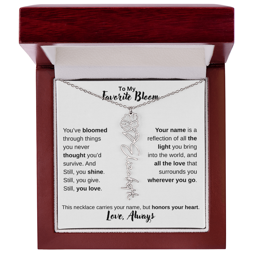 Birth Flower Name Necklace – Personalized Jewelry Gift for Her