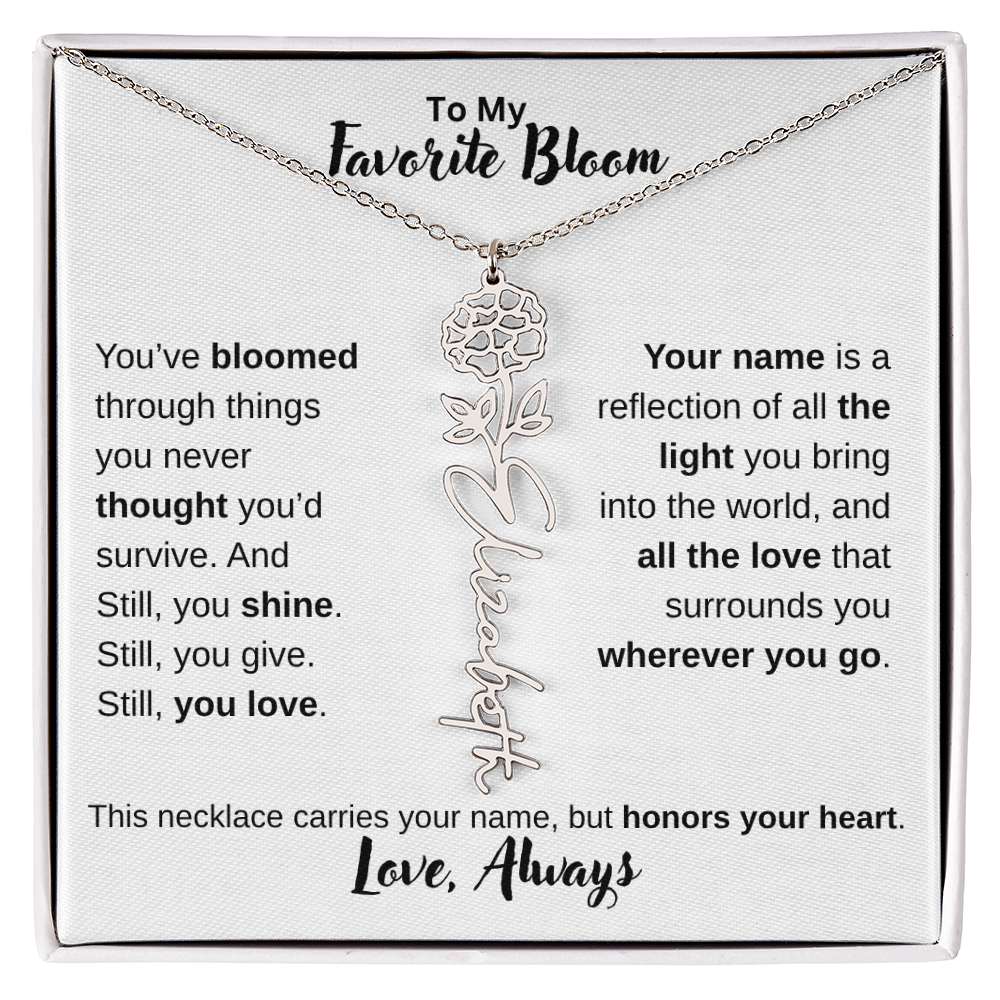 Birth Flower Name Necklace – Personalized Jewelry Gift for Her