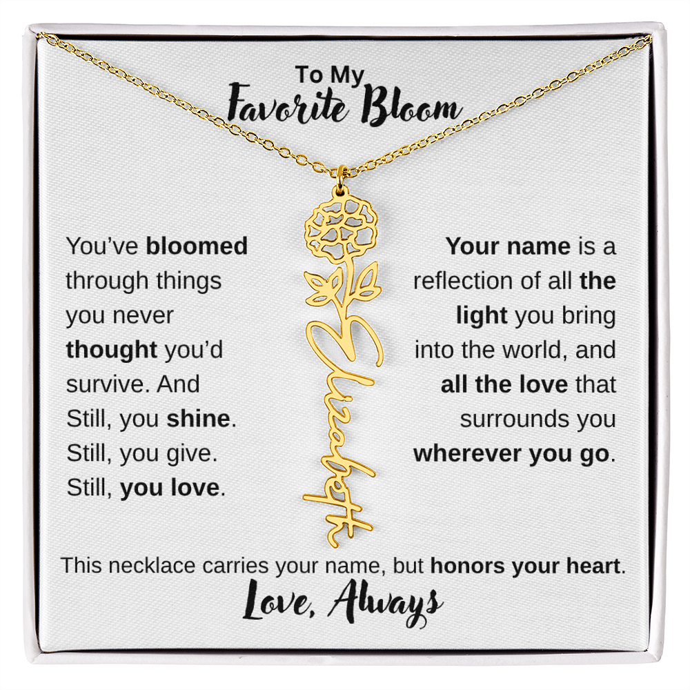 Birth Flower Name Necklace – Personalized Jewelry Gift for Her
