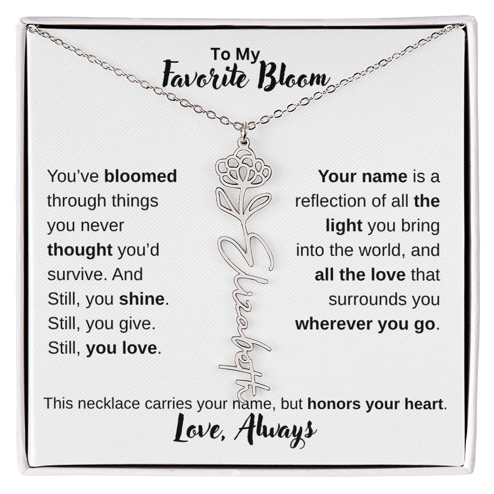 Birth Flower Name Necklace – Personalized Jewelry Gift for Her