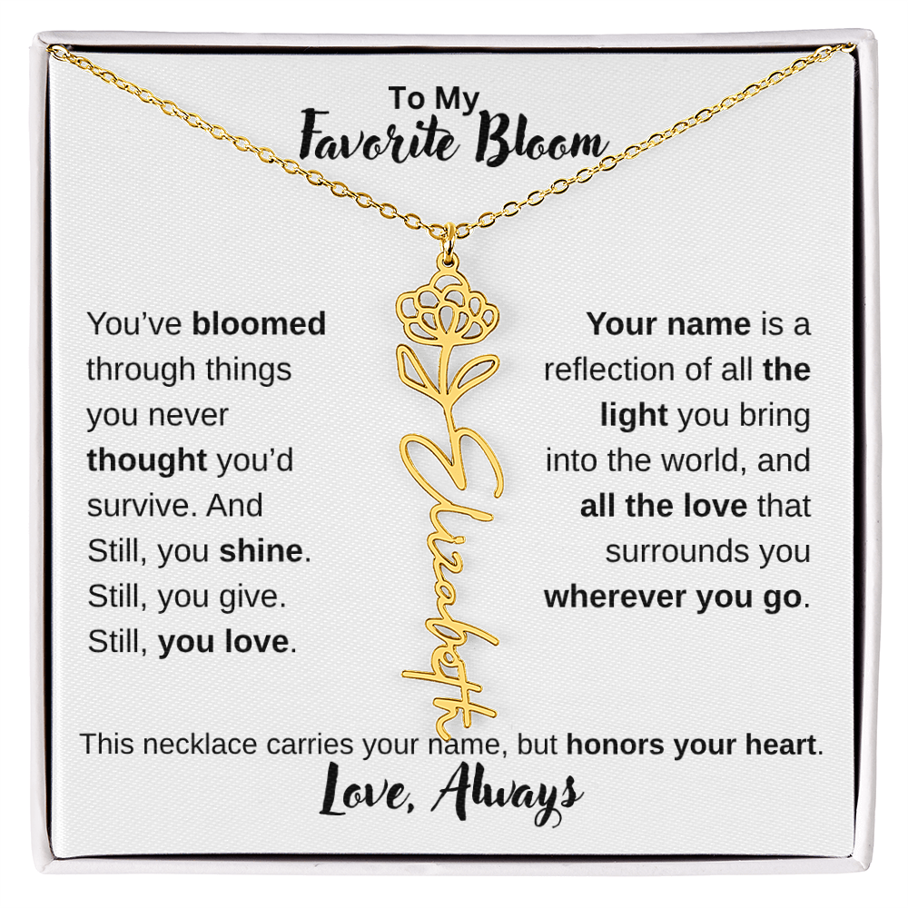 Birth Flower Name Necklace – Personalized Jewelry Gift for Her