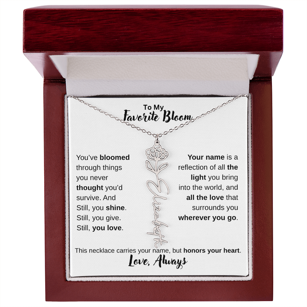 Birth Flower Name Necklace – Personalized Jewelry Gift for Her