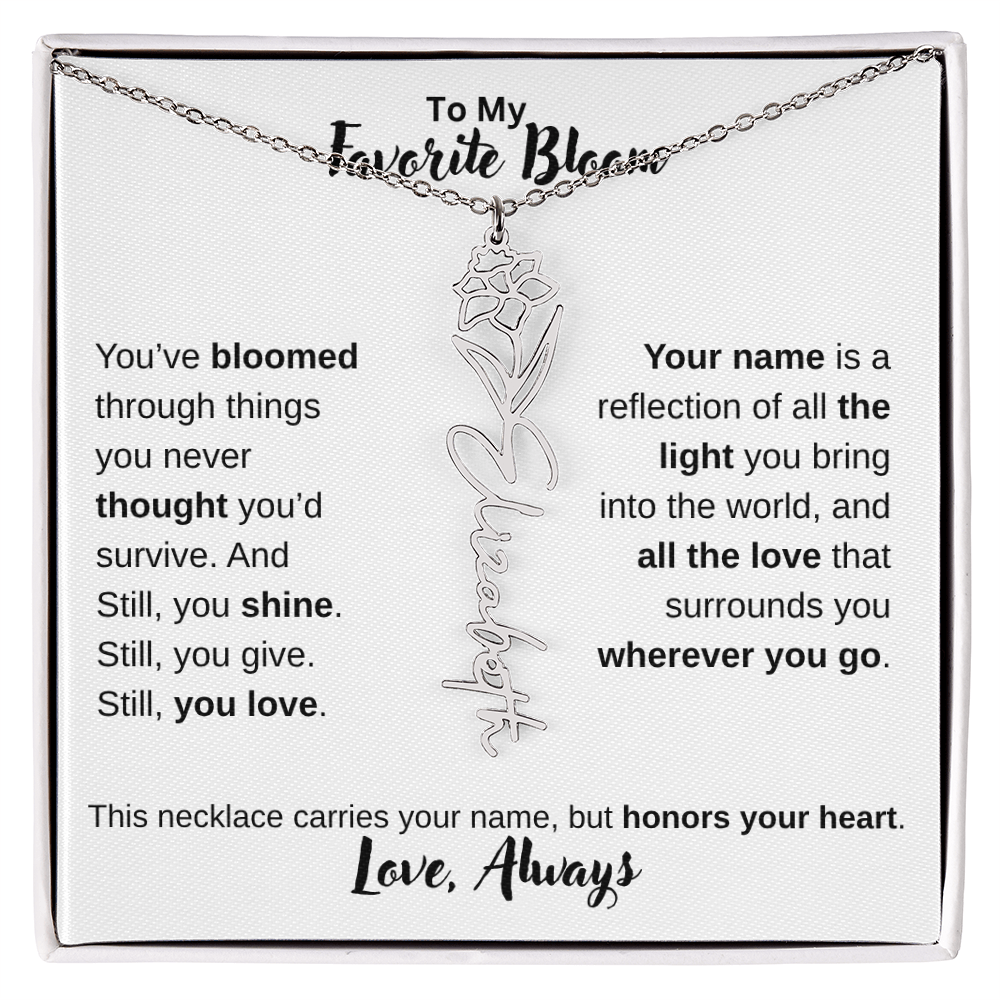 Birth Flower Name Necklace – Personalized Jewelry Gift for Her