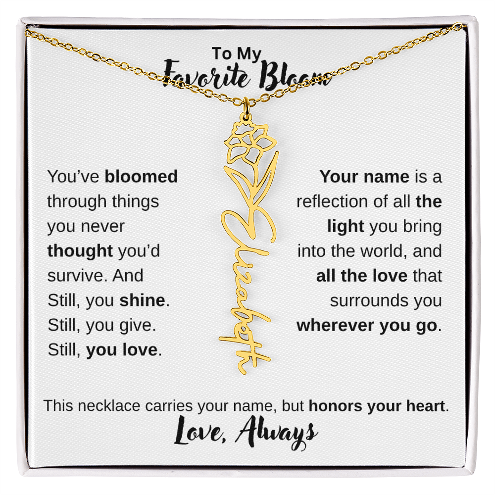 Birth Flower Name Necklace – Personalized Jewelry Gift for Her