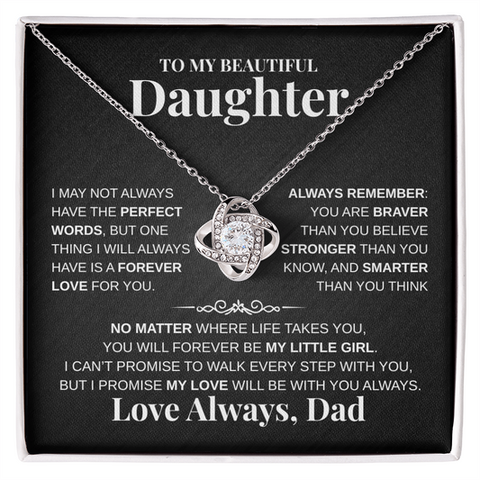To My Daughter Love Knot Necklace