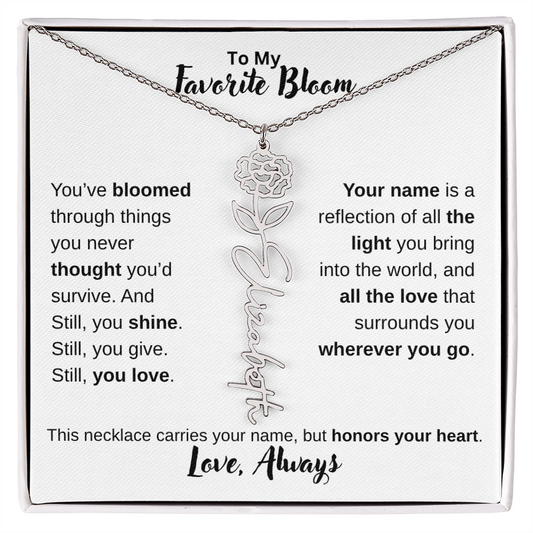 Birth Flower Name Necklace – Personalized Jewelry Gift for Her